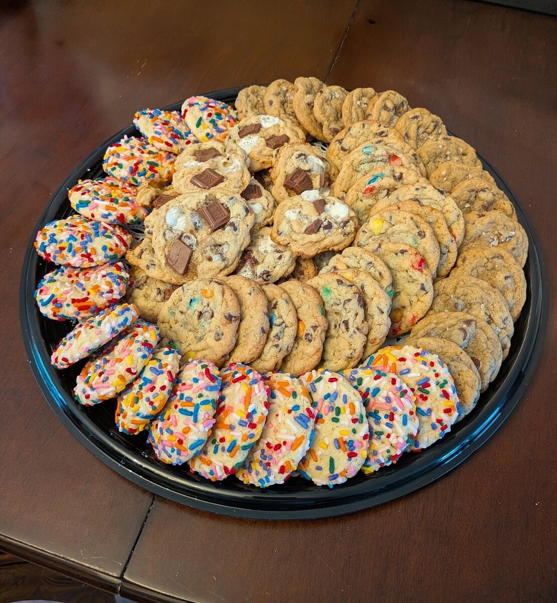 An assorted platter of handmade cookies.